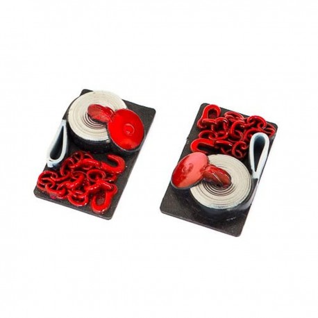 HobbyTech Winch Strap and Drag Chain Scale Decor - Red (2pcs)