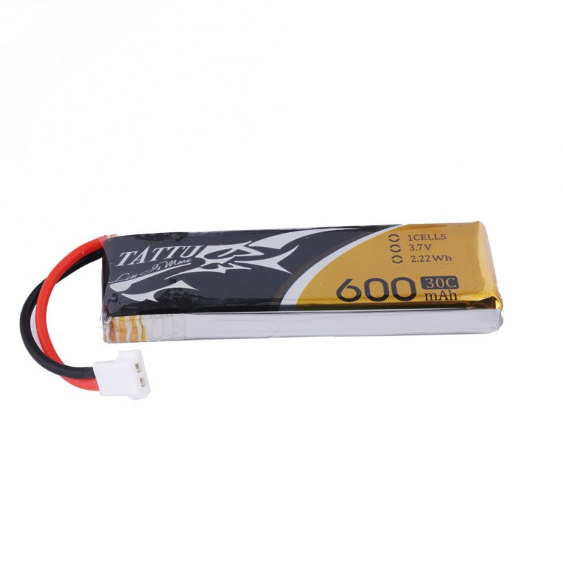 Batterie Lipo TATTU 600mAh 3.7V 30C 1S1P Avec Prise JST Pour Drone