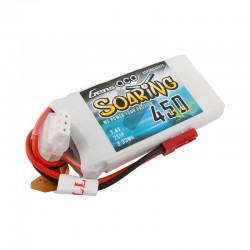Gens Ace Soaring 450mAh 7.4V 30C 2S1P Lipo Battery Pack with JST-SYP plug
