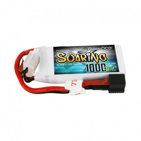 Gens Ace Soaring 1000mAh 7.4V 30C 2S1P Lipo Battery Pack with EC3/XT60/T-plug