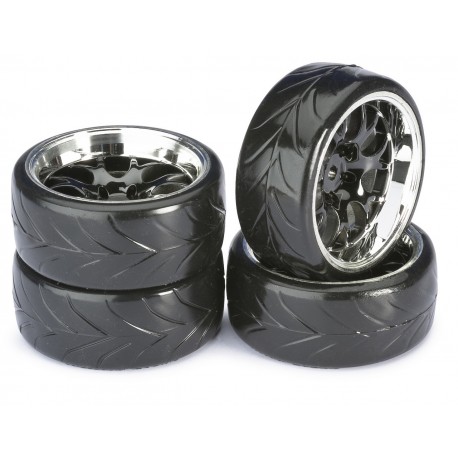 Absima Wheel Set Drift Black/Chrome 1/10 (4 pcs)