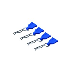 RC Parts Body Clips w/ Easy Pull Rubber Tabs Blue (4pcs)