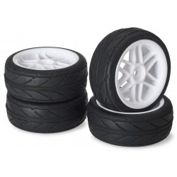 Absima Set de Pneus e Jantes Onroad "6 Spoke / Profile 1/10 White (4 pcs)