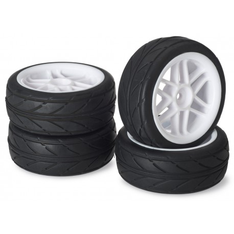 Absima Set de Pneus e Jantes Onroad "6 Spoke / Profile 1/10 White (4 pcs)