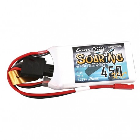 Gens Ace G-Tech Soaring 450mAh 7.4V 30C 2S1P Bateria Lipo com JST-SYP Plug