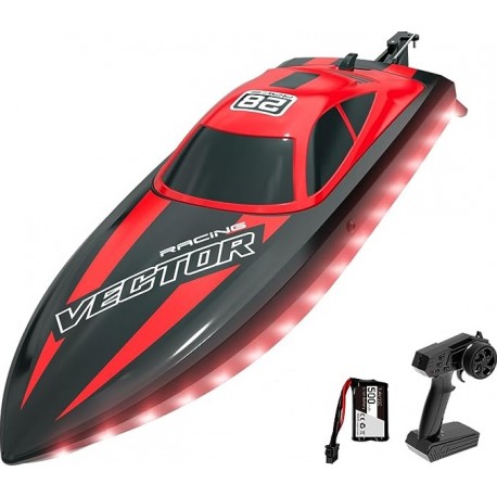 Volantex RC Barco a Motor Vector Lumen com Sistema Auto-reversível RTR Vermelho