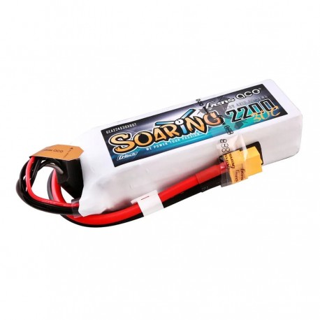Gens Ace 2200mAh 4S 30C 14.8V Lipo Battery | XT60 Plug | Soaring