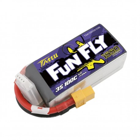Tattu 1550mAh 3S 100C 11.1V Lipo Battery | XT60 Plug | FunFly