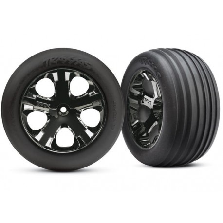 Traxxas 3771A Alias Ribbed Tires & 2.8" Black Chrome Wheels