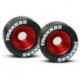 Traxxas 5186 Rubber Tires on Red-Anodized Wheelie Bar Wheels
