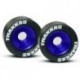 Traxxas 5186A Rubber Tires on Blue-Anodized Wheelie Bar Wheels