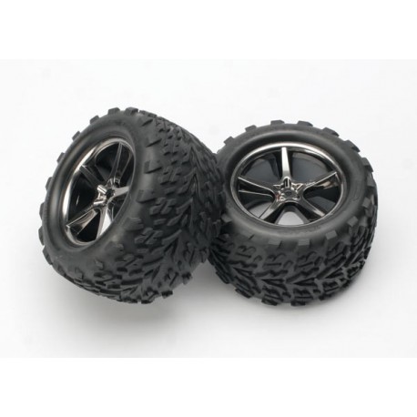 Traxxas 5374A Talon 3.8" Tires, Gemini Black Chrome Wheels