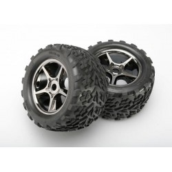 Traxxas 5374X Talon 3.8" Tires, Gemini Black Chrome Wheels