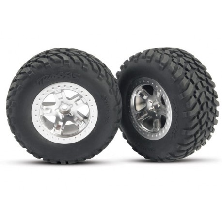 Traxxas 5873 SCT Off-road Racing Tires with Satin Chrome Wheels