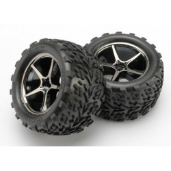 Traxxas 7174A Gemini Black Chrome wheels &Talon Tires